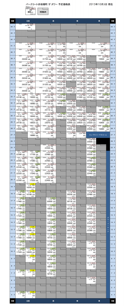 パークコート赤坂檜町 ザ タワー　予定価格表